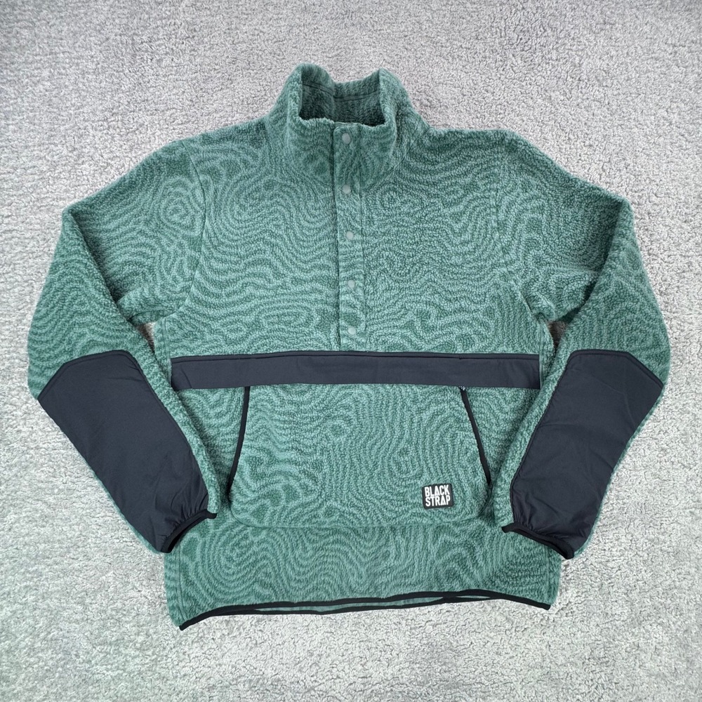 BlackStrap Caldera Mens Large Topo Swirl Fleece 1/2 Snap Pullover Sage Green